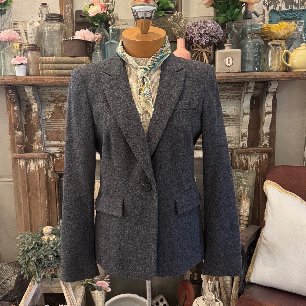 BANANA REPUBLIC BLAZER | Grey WOOL Crew JACKET | LINED Classic TAILORED | 6